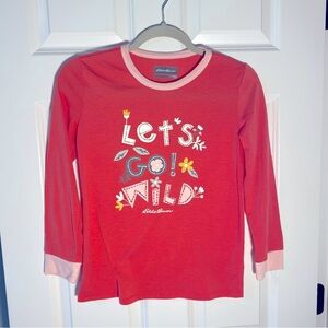 Eddie Bauer Long Sleeve Shirt - Girl's Size Large‎ - Coral - Let's Get Wild